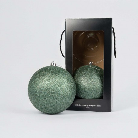 Glitzernde Weihnachtskugeln „Glitter Hellgrün“ ⌀20cm, 2er-Set