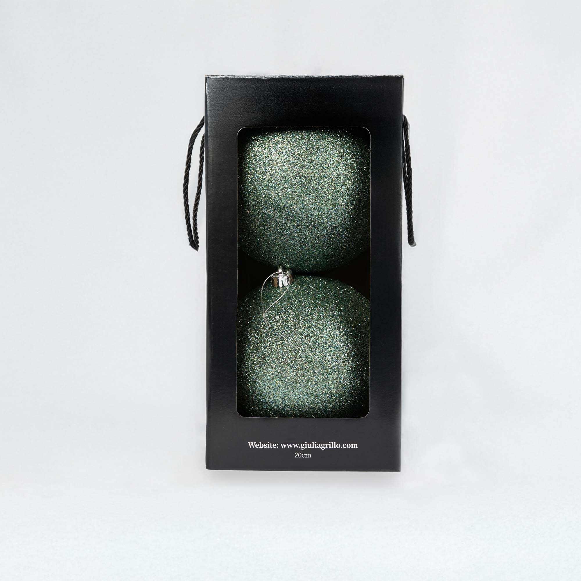 Giulia Grillo Glitzernde Weihnachtskugeln „Glitter Hellgrün“ ⌀20cm, 2er-Set