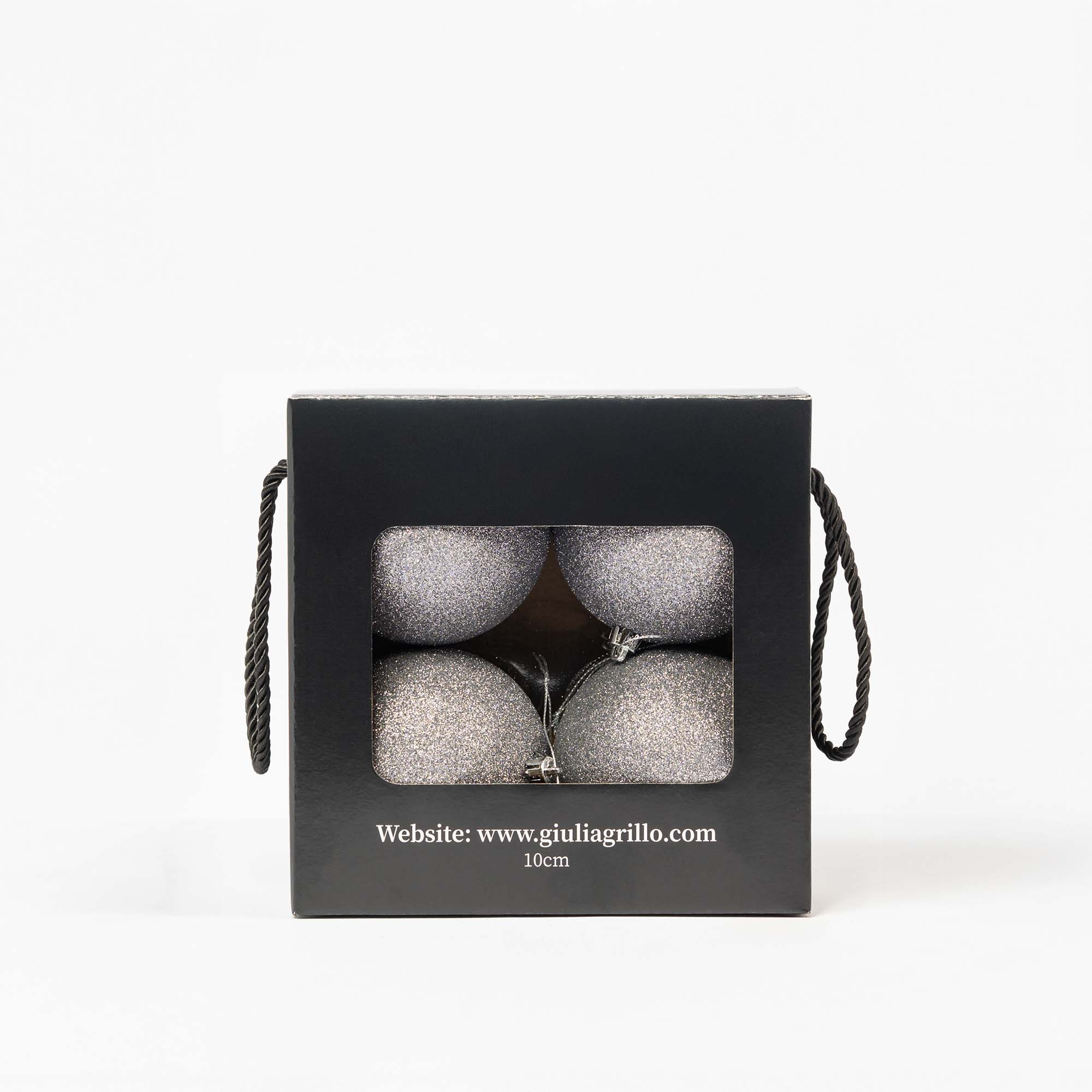 Giulia Grillo Sfera Natalizia Glitter Grigia ⌀10cm, 4pcs/set
