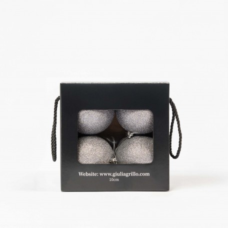 Sfera Natalizia Glitter Grigia ⌀10cm, 4pcs/set