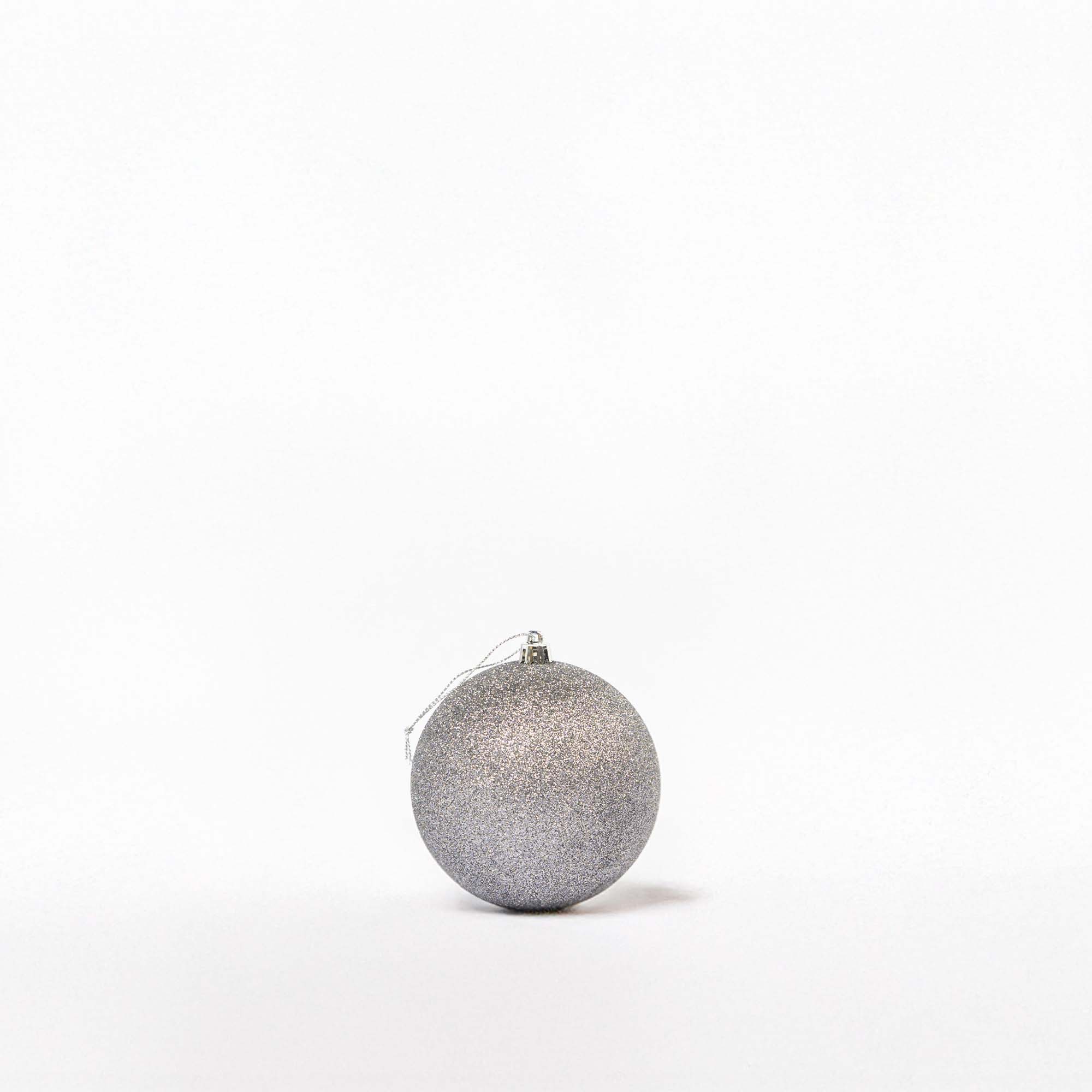 Giulia Grillo Bolas de Navidad con Purpurina "Gris Brillante" ⌀10cm, juego de 4