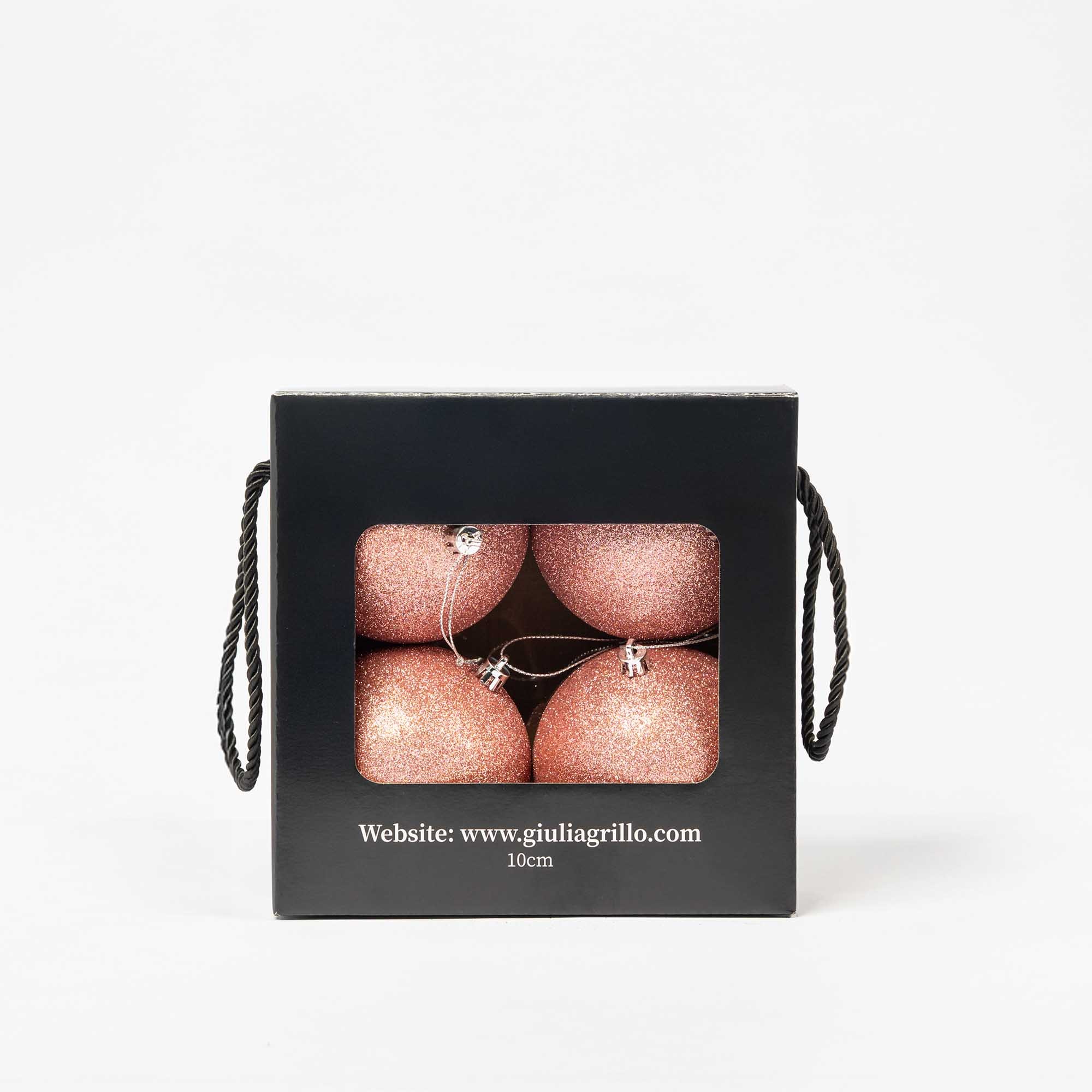 Giulia Grillo Glitzernde Weihnachtskugeln „Glitter Rosa“ ⌀10cm, 4er-Set