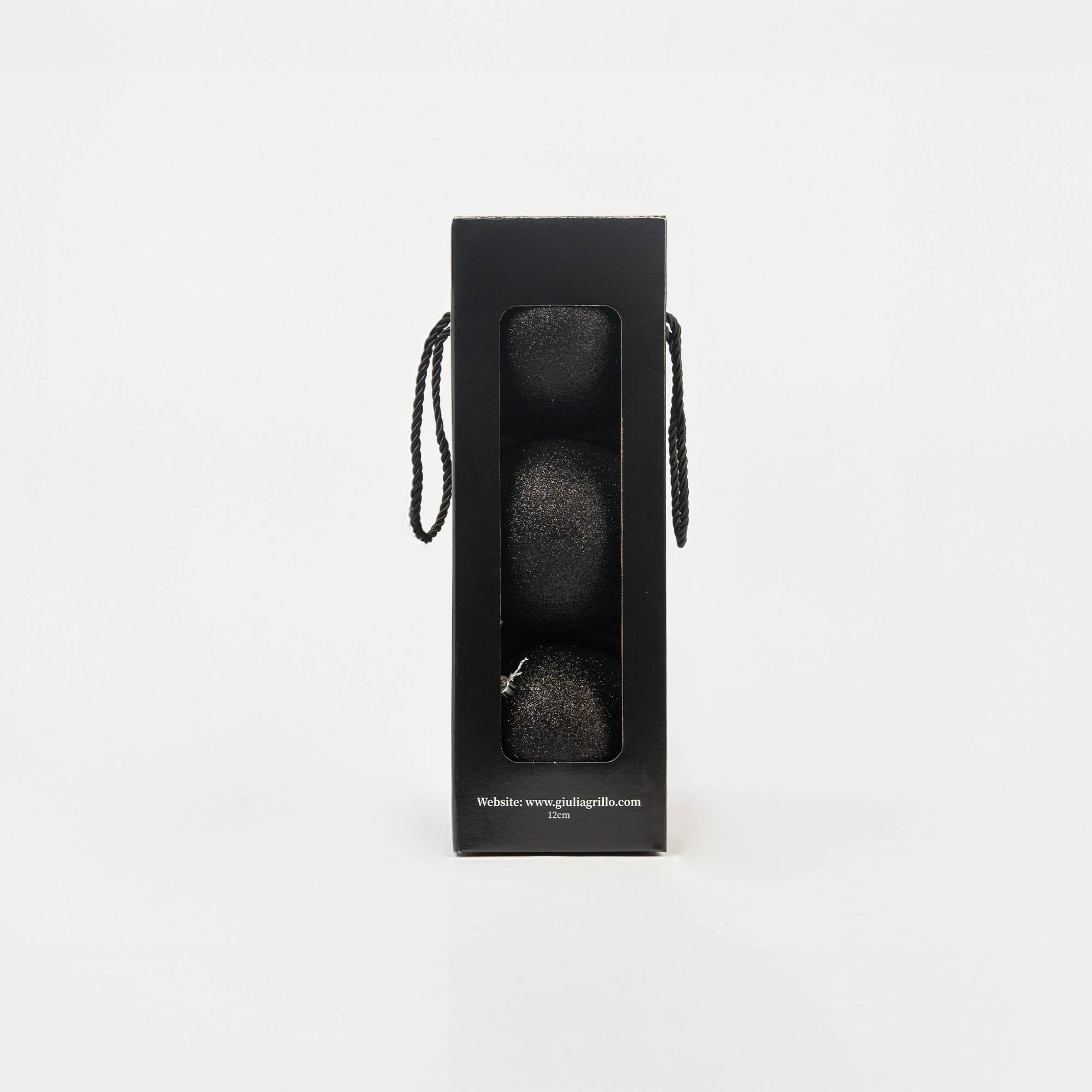 Giulia Grillo Boules de Noël Pailletées "Noir Pailleté" ⌀12cm, lot de 3