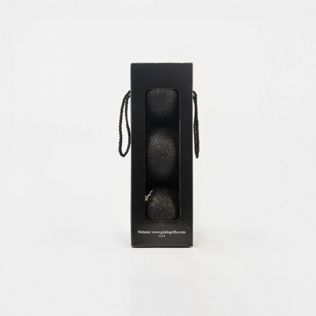 Boules de Noël Pailletées "Noir Pailleté" ⌀12cm, lot de 3
