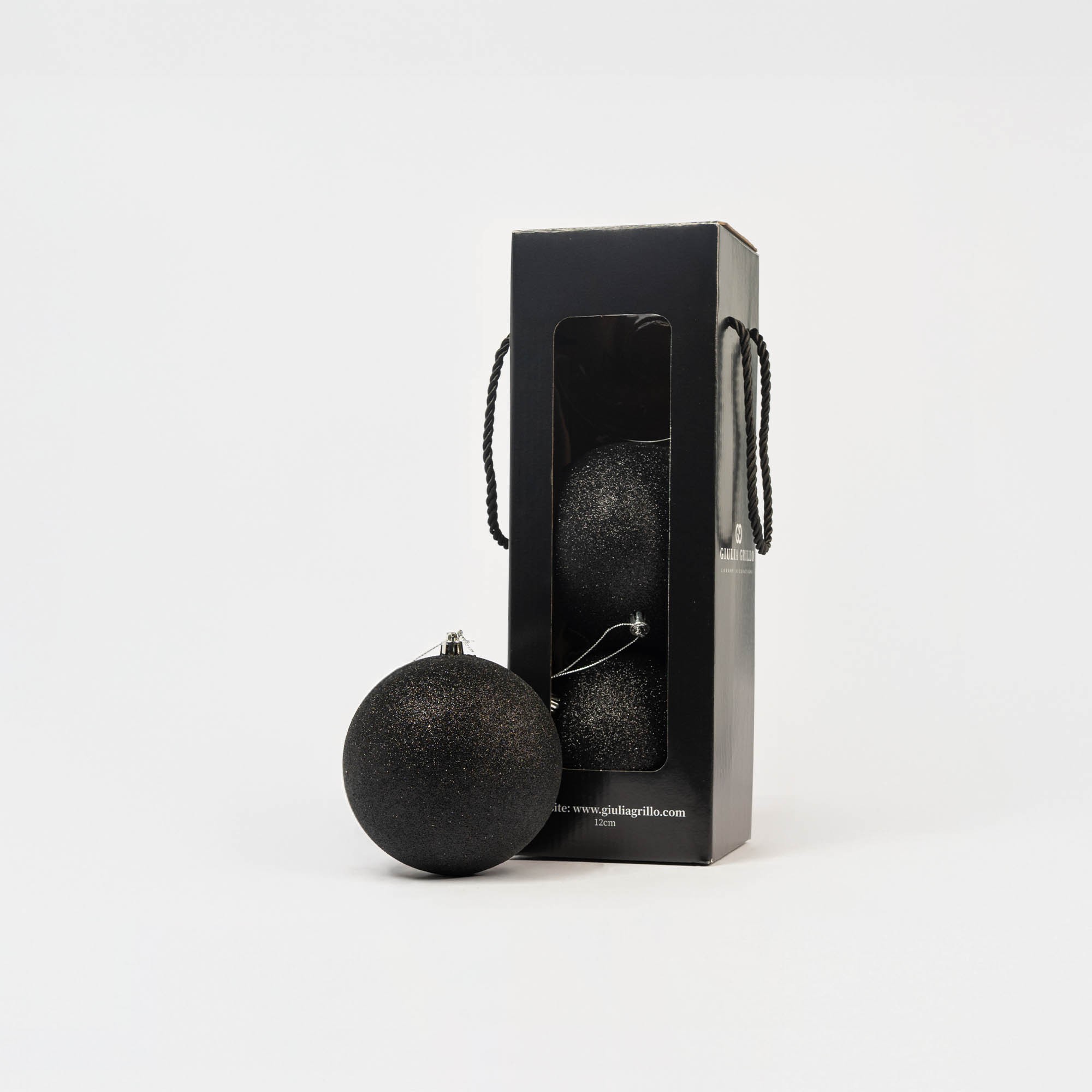 Giulia Grillo Boules de Noël Pailletées "Noir Pailleté" ⌀12cm, lot de 3
