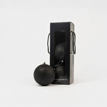 Boules de Noël Pailletées "Noir Pailleté" ⌀12cm, lot de 3