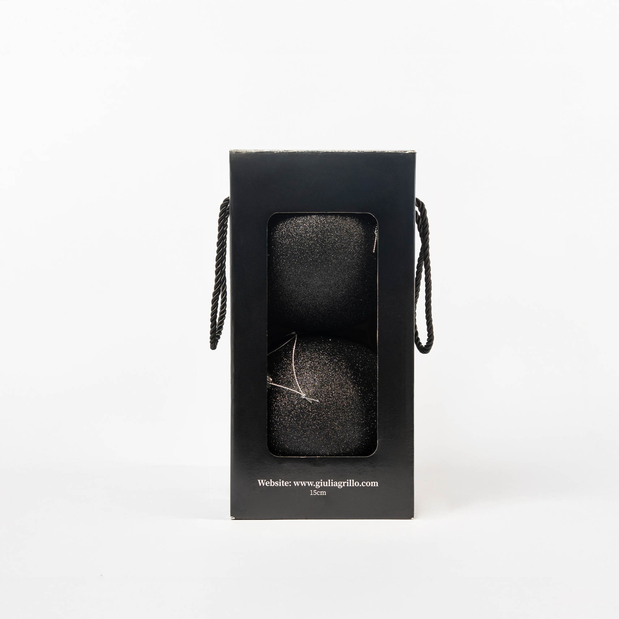 Giulia Grillo Boules de Noël Pailletées "Noir Pailleté" ⌀15cm, lot de 2