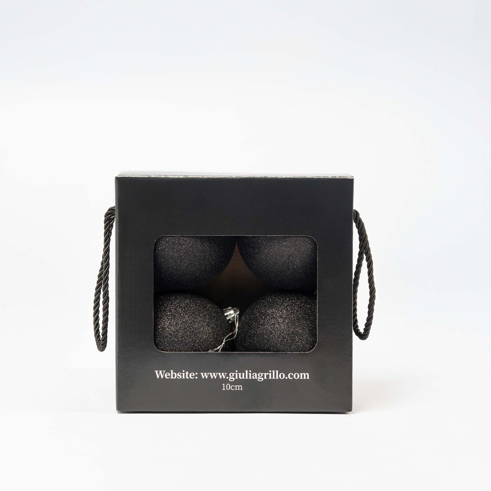 Giulia Grillo Boules de Noël Pailletées "Bleu Pailleté" ⌀10cm, lot de 4