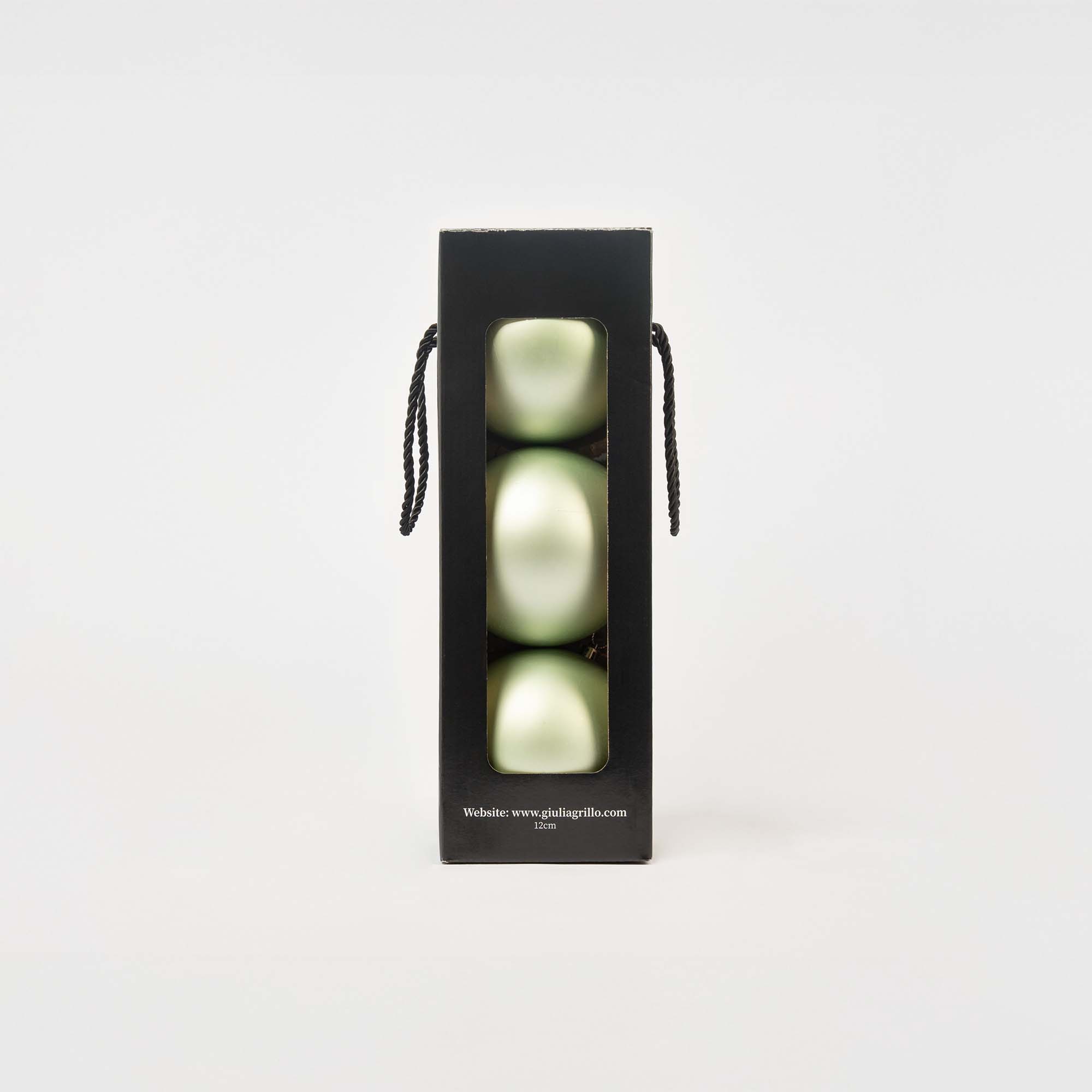 Giulia Grillo Matte Weihnachtskugeln „Hellgrün Matt“ ⌀12cm, 3er-Set
