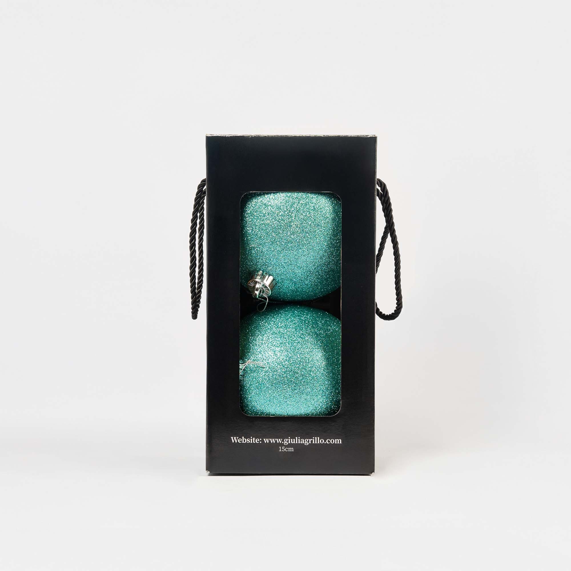 Giulia Grillo Sfera Natalizia Glitter Blu Chiaro ⌀15cm, 2pcs/set