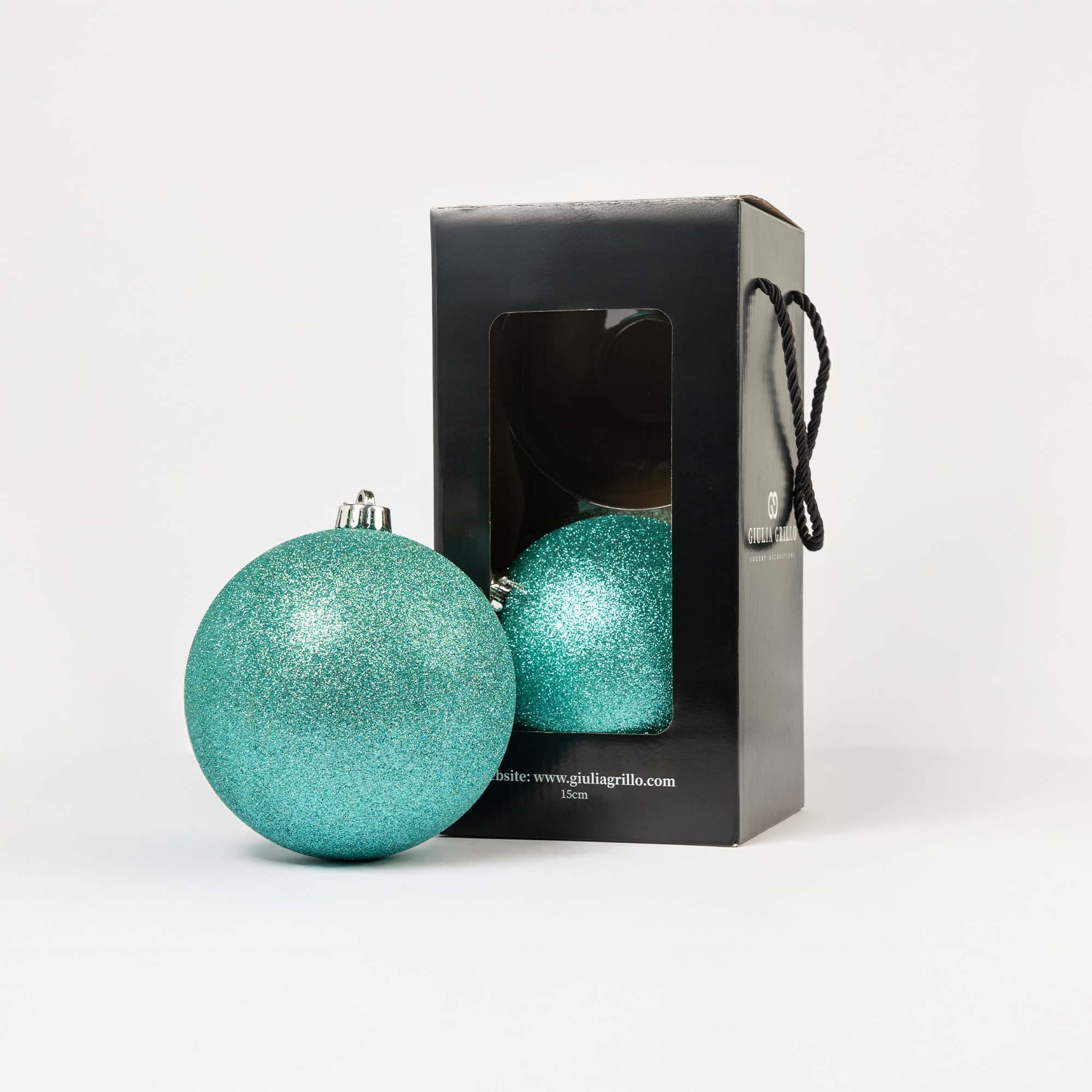 Giulia Grillo Bolas de Navidad con Purpurina "Azul Brillante" ⌀15cm, 2uds/set