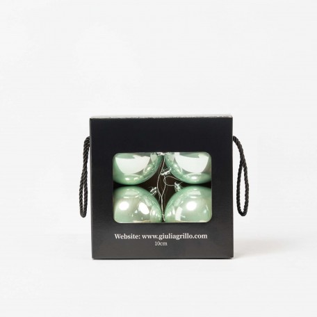 Bolas de Navidad Perladas "Verde Claro Perlado" ⌀10cm, set de 4