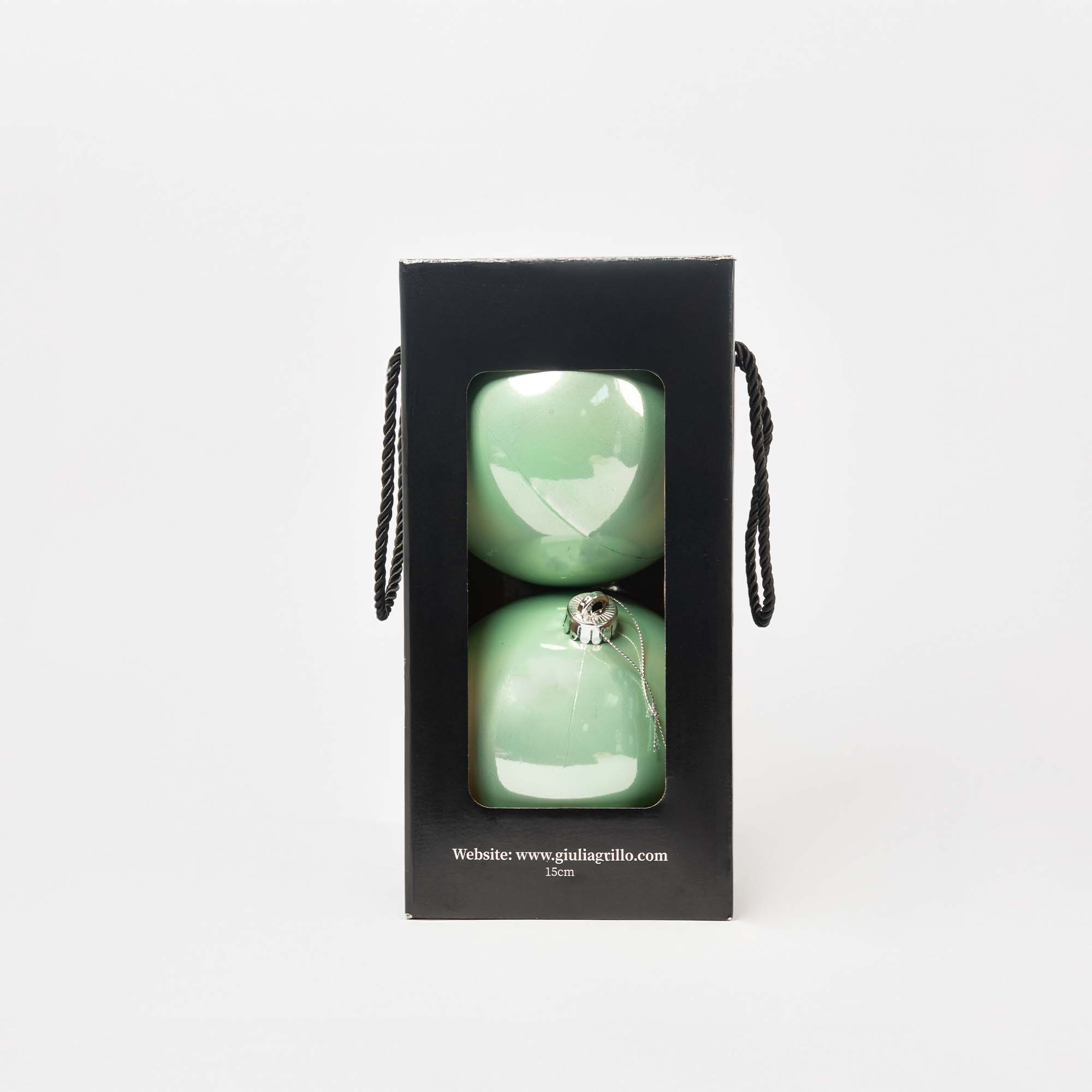 Giulia Grillo Boules de Noël Nacrées "Vert Clair Nacré" ⌀15cm, lot de 2