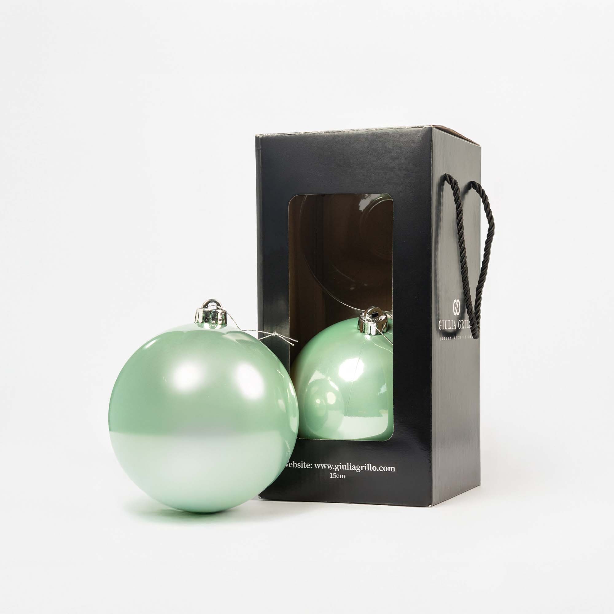 Giulia Grillo Boules de Noël Nacrées "Vert Clair Nacré" ⌀15cm, lot de 2