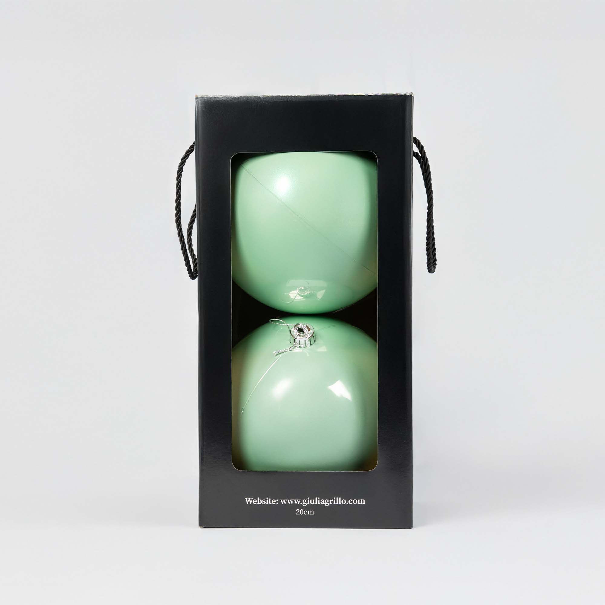Giulia Grillo Boules de Noël Nacrées "Vert Clair Nacré" ⌀20cm, lot de 2