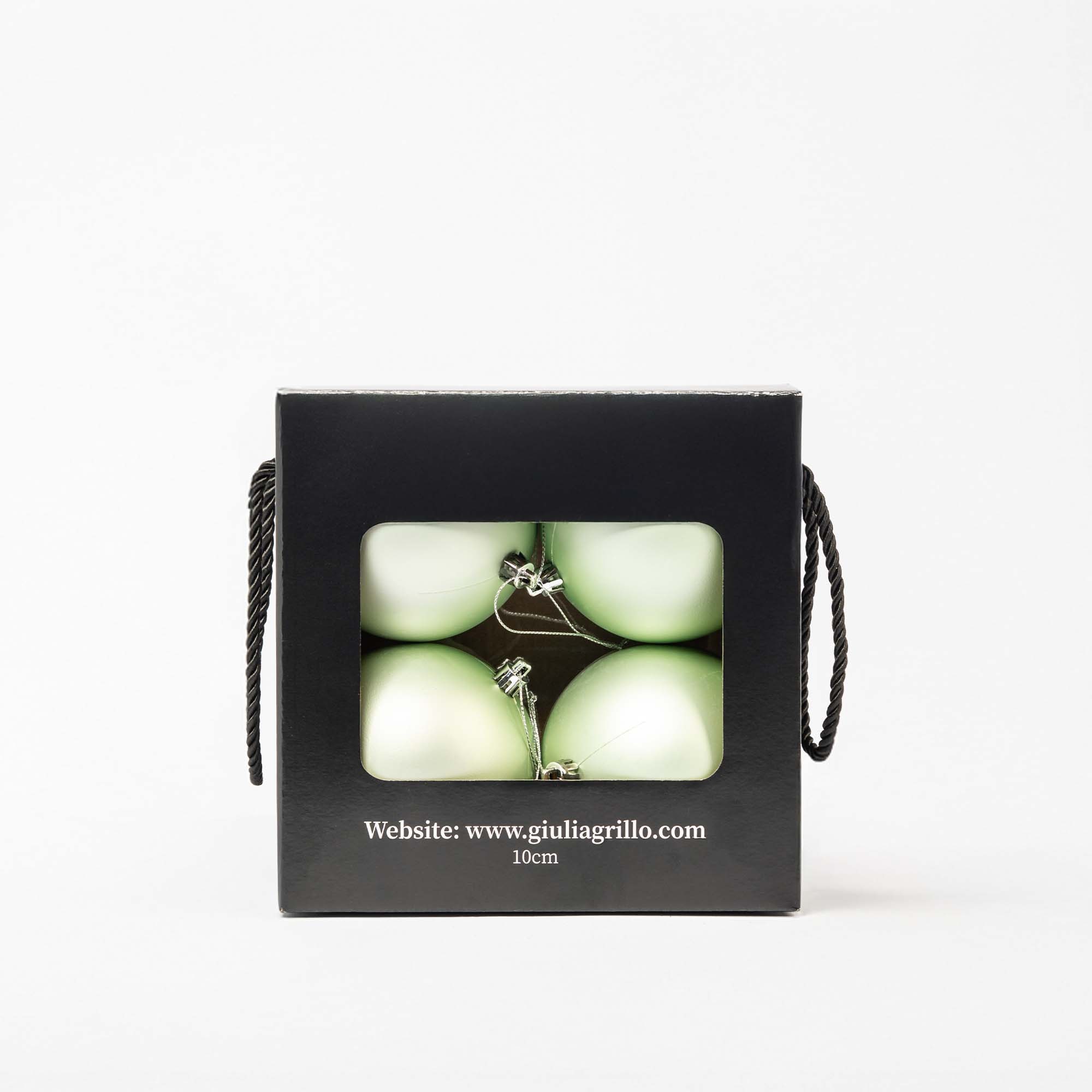 Giulia Grillo Matte Weihnachtskugeln „Hellgrün Matt“ ⌀10cm, 4 Stück/Set