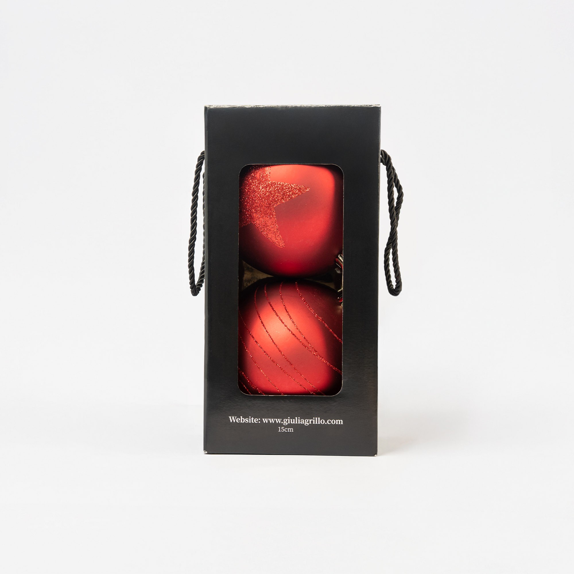 Giulia Grillo Matte Weihnachtskugeln mit Muster „Rotes Muster“ ⌀15cm, 2 Stück/Set