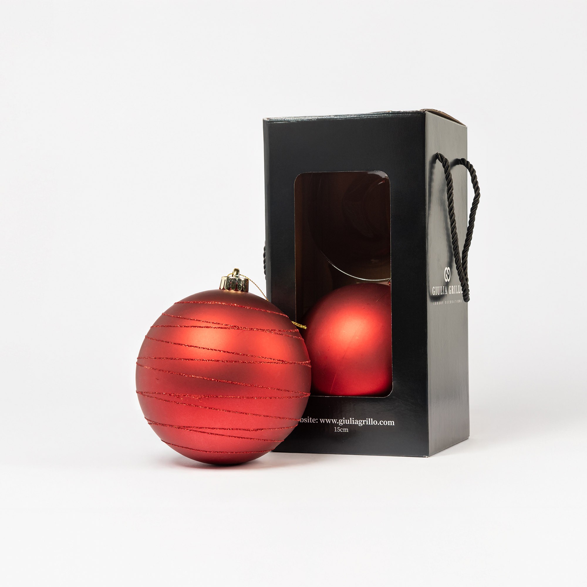 Giulia Grillo Matte Weihnachtskugeln mit Muster „Rotes Muster“ ⌀15cm, 2 Stück/Set