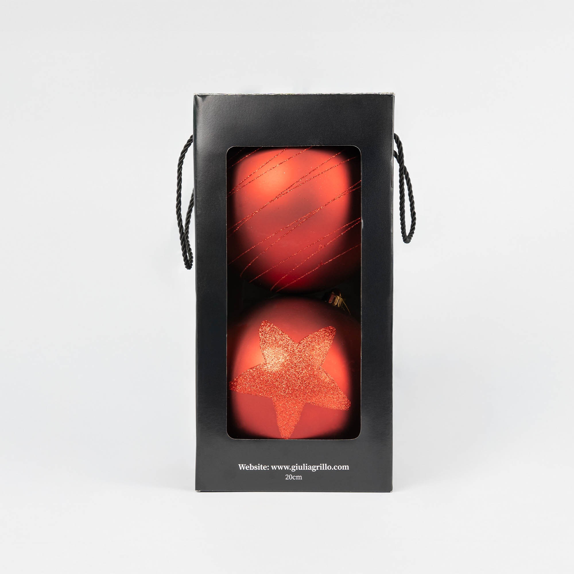 Giulia Grillo Matte Weihnachtskugeln mit Muster „Rotes Muster“ ⌀20cm, 2 Stück/Set