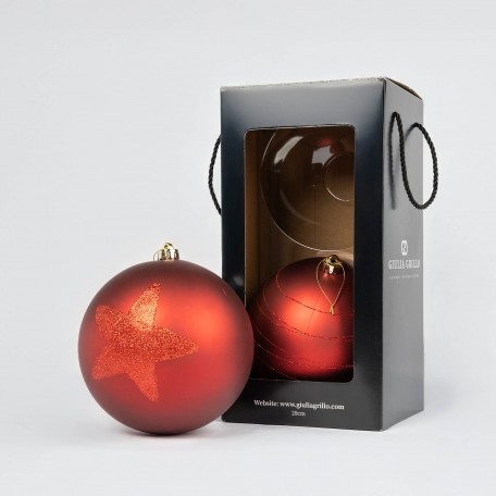Matte Weihnachtskugeln mit Muster „Rotes Muster“ ⌀20cm, 2 Stück/Set