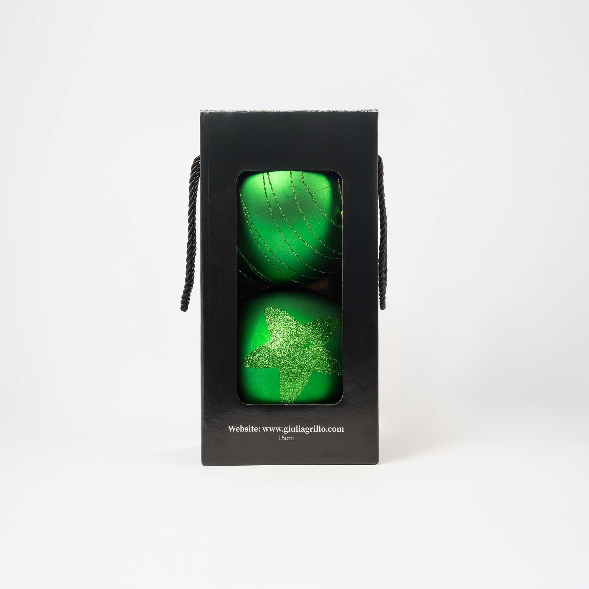 Giulia Grillo Matte Weihnachtskugeln mit Muster „Grünes Muster“ ⌀15cm, 2 Stück/Set