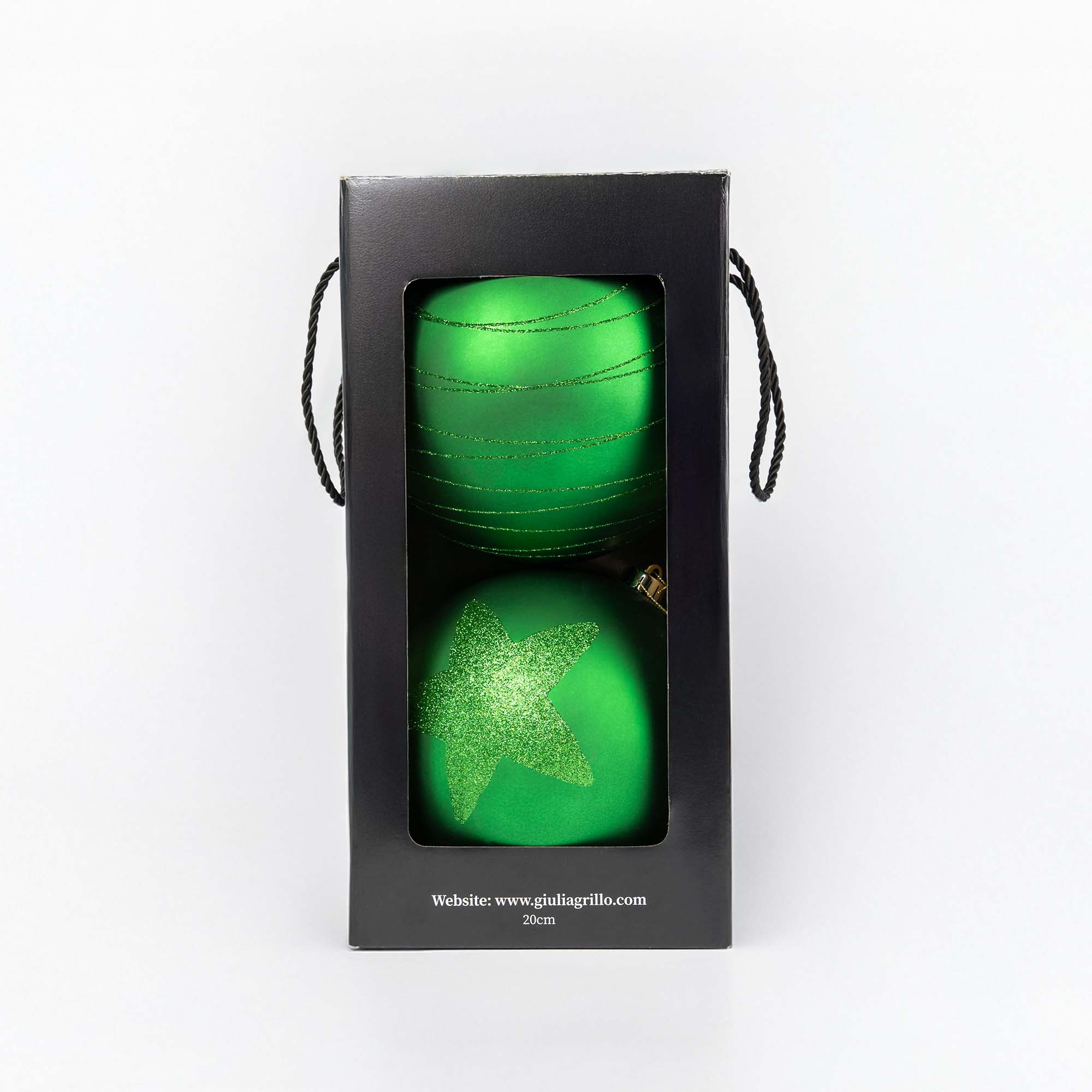 Giulia Grillo Bolas de Navidad Mate con Diseño "Patrón Verde" ⌀20cm, set de 2