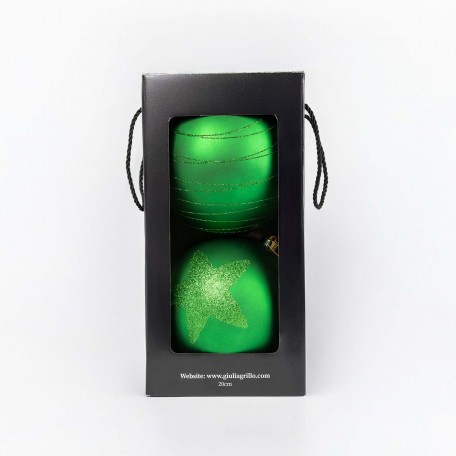 Bolas de Navidad Mate con Diseño "Patrón Verde" ⌀20cm, set de 2