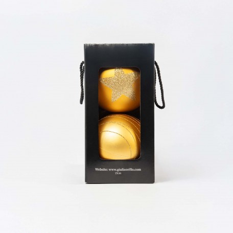 Boules de Noël Mat à Motif "Motif Doré" ⌀15cm, lot de 2