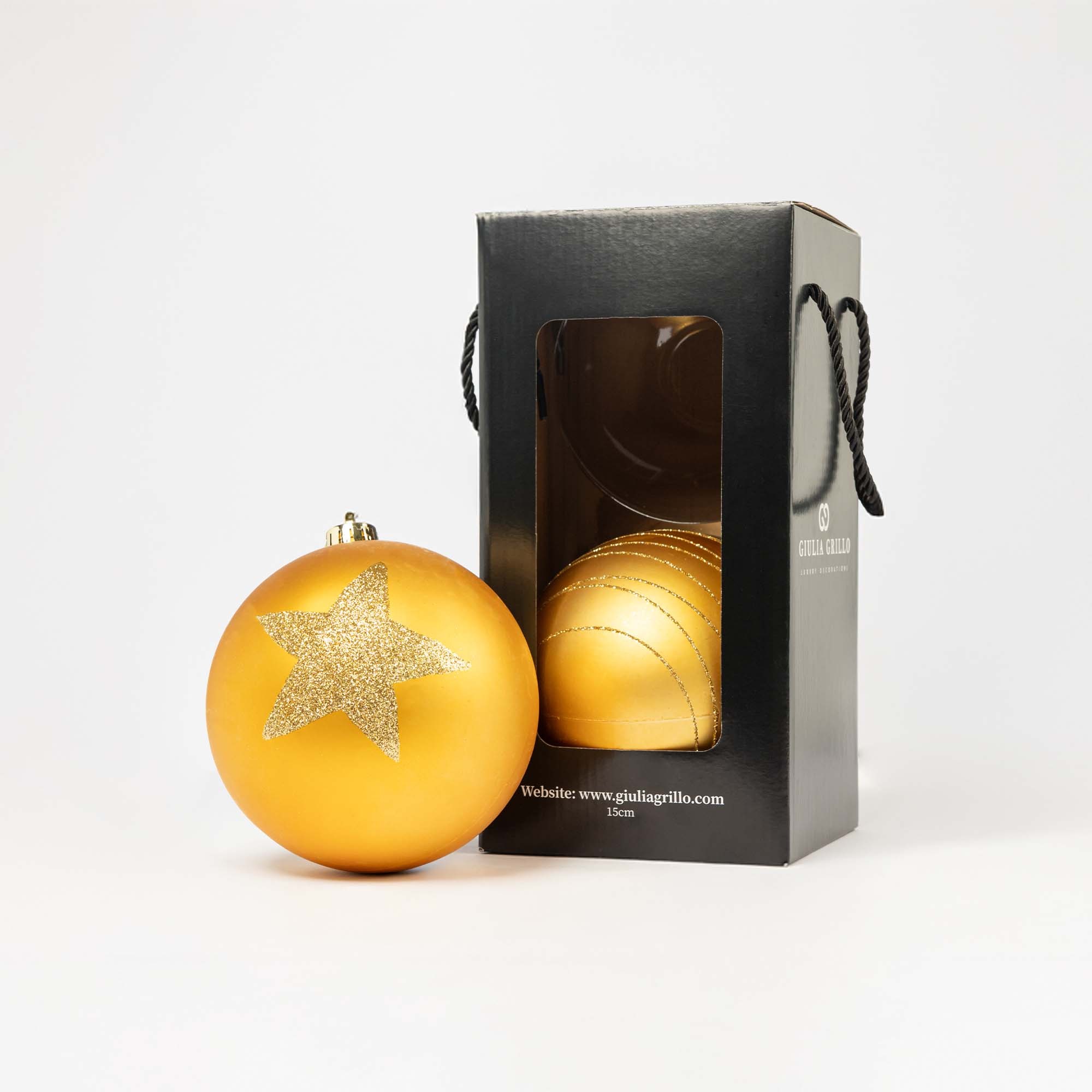 Giulia Grillo Boules de Noël Mat à Motif "Motif Doré" ⌀15cm, lot de 2