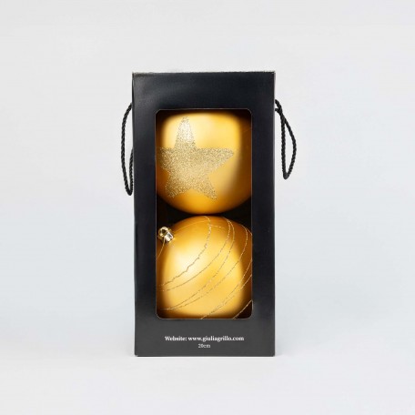 Matte Weihnachtskugeln mit Muster „Goldenes Muster“ ⌀20cm, 2 Stück/Set