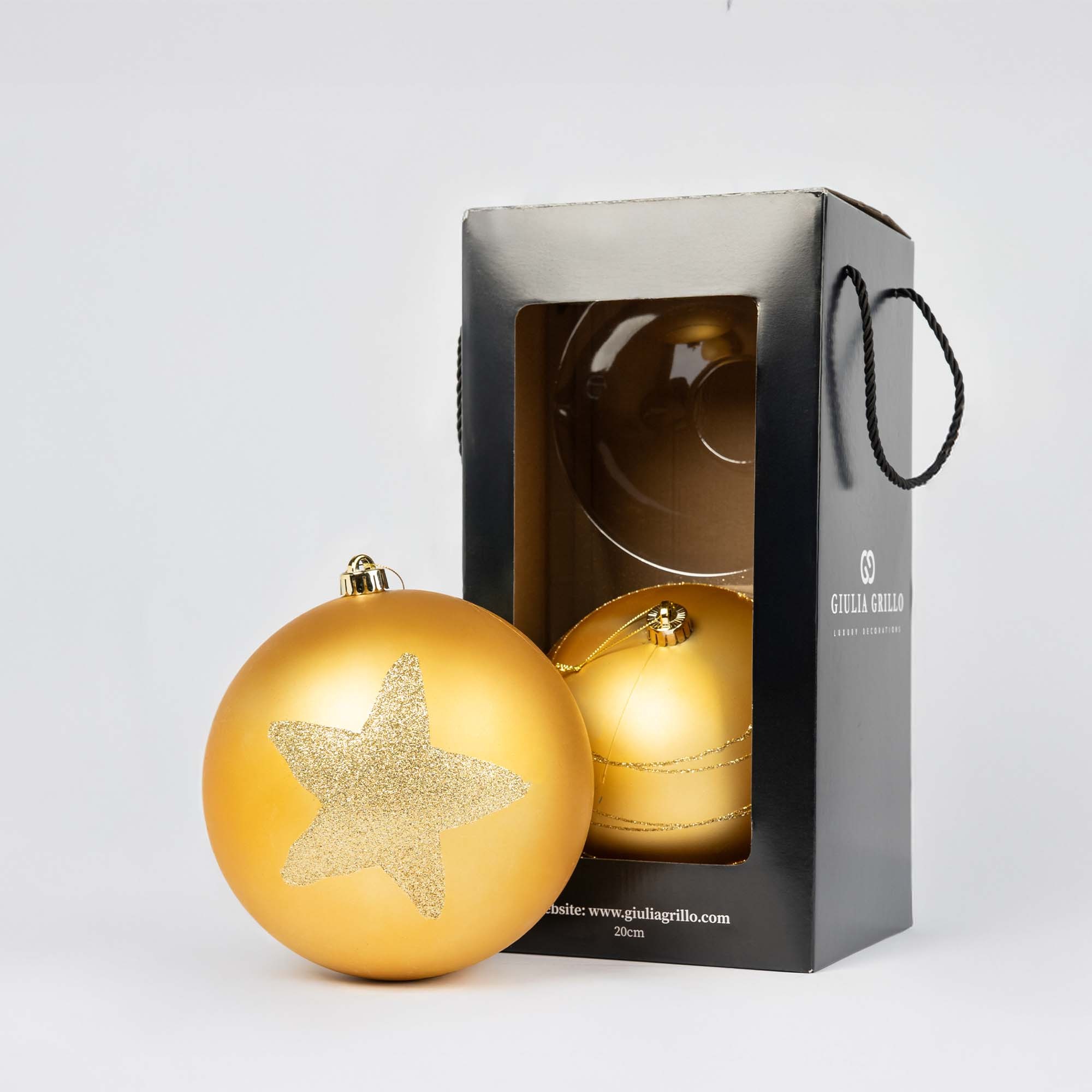 Giulia Grillo Matte Weihnachtskugeln mit Muster „Goldenes Muster“ ⌀20cm, 2 Stück/Set