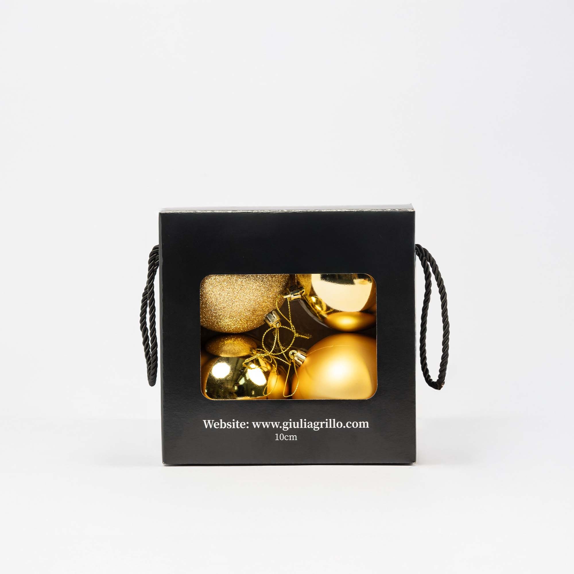 Giulia Grillo Mix Goldene Weihnachtskugeln (2 Glänzend, 1 Matt, 1 Glitzernd) ⌀10cm, 4 Stück/Set