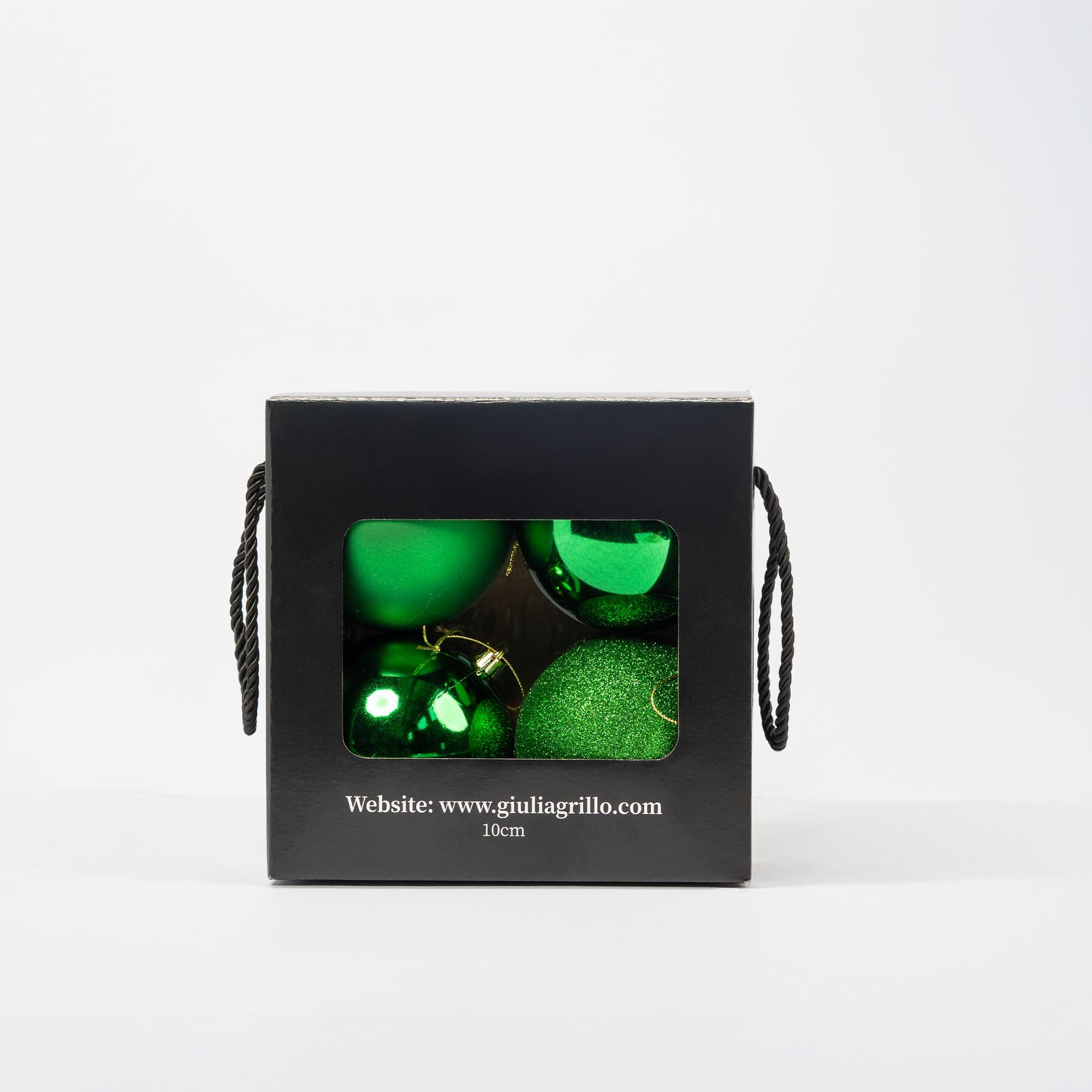 Giulia Grillo Mix Grüne Weihnachtskugeln (2 Glänzend, 1 Matt, 1 Glitzernd) ⌀10cm, 4 Stück/Set