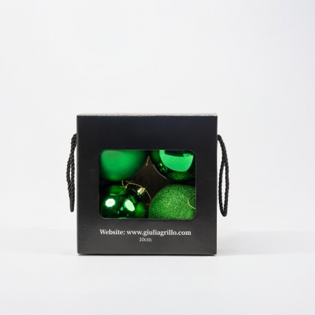 Mix Grüne Weihnachtskugeln (2 Glänzend, 1 Matt, 1 Glitzernd) ⌀10cm, 4 Stück/Set