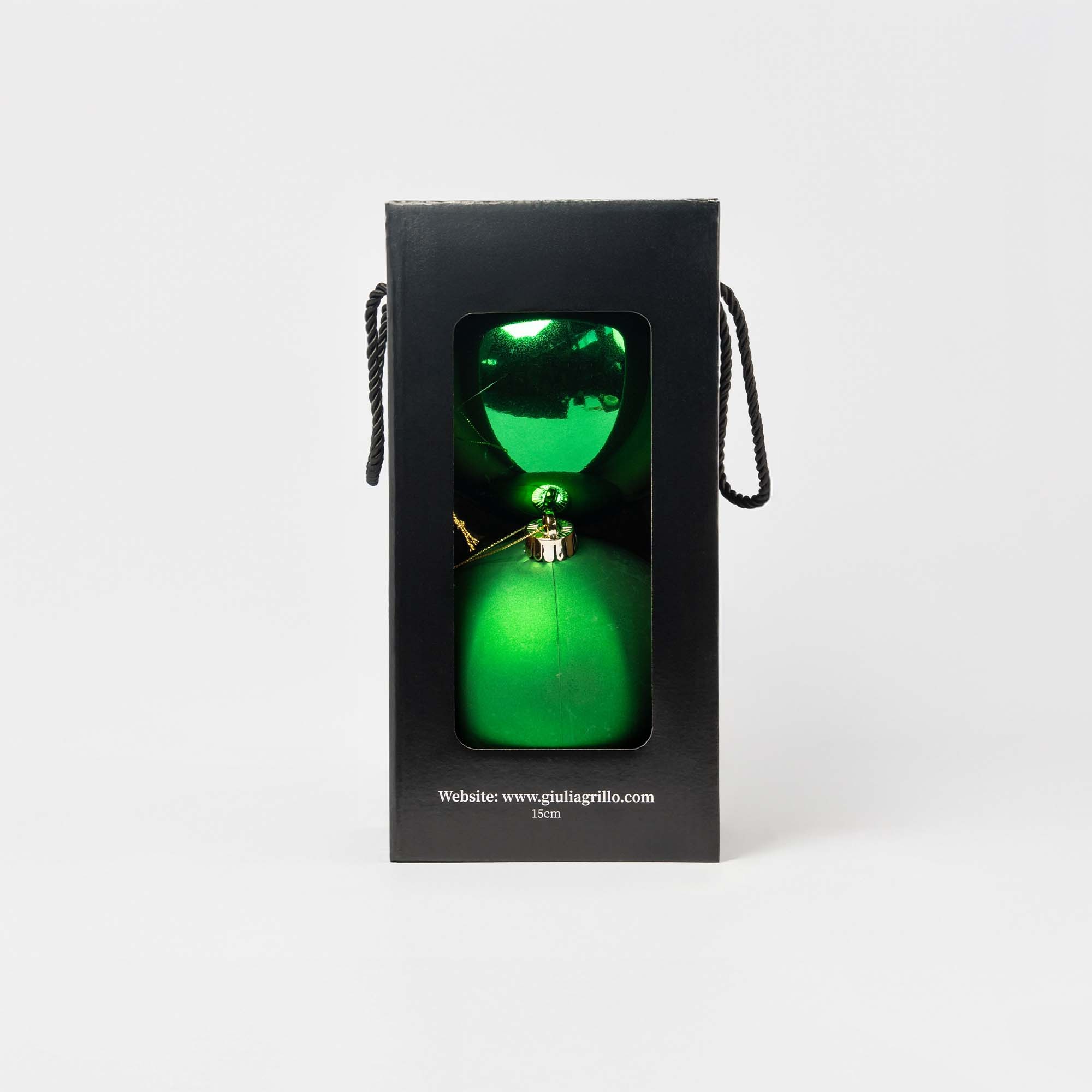 Giulia Grillo Mix Grüne Weihnachtskugeln (1 Glänzend, 1 Matt) ⌀15cm, 2 Stück/Set