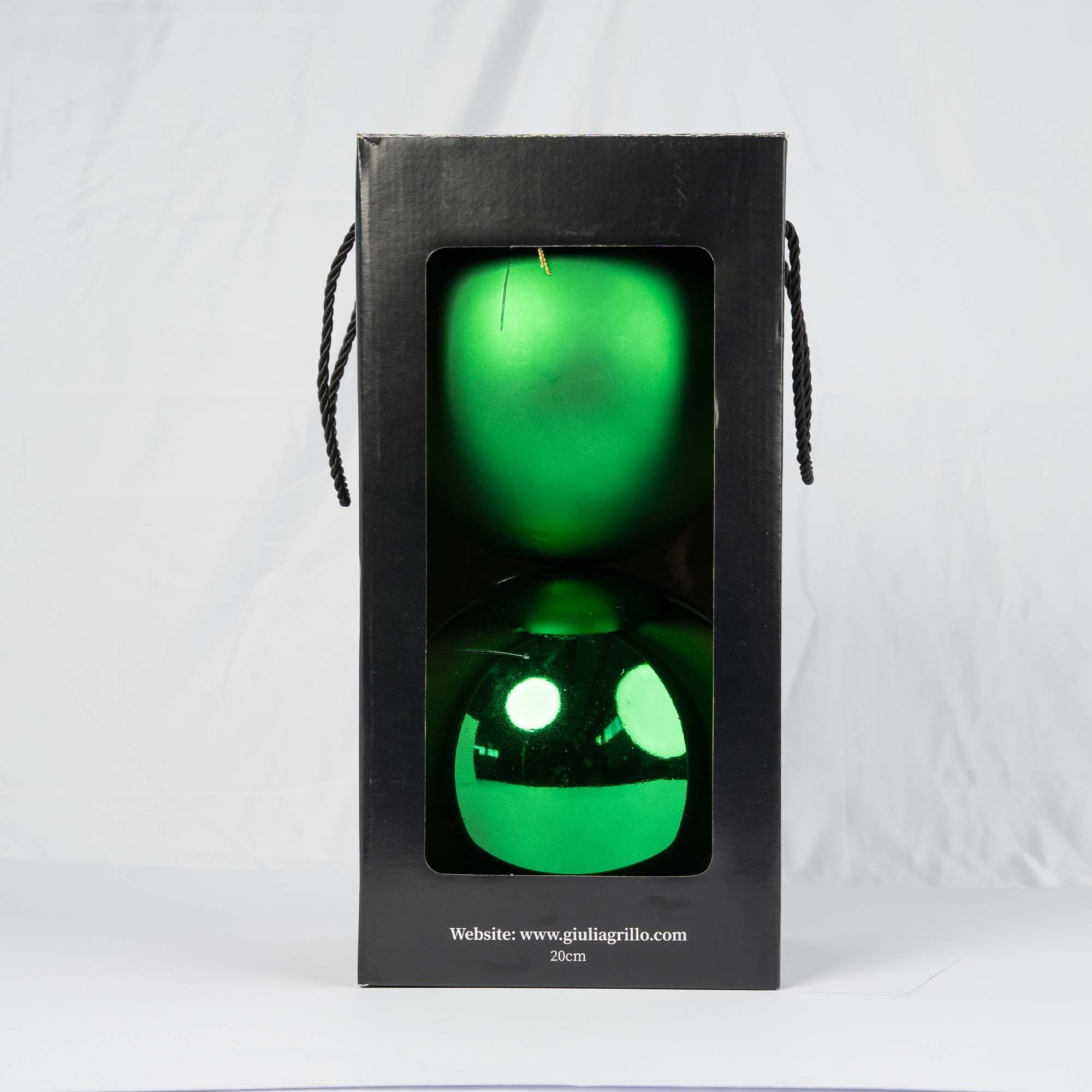 Giulia Grillo Green Christmas Baubles Mix (1 Shiny, 1 Matte) ⌀20cm, 2pcs/set