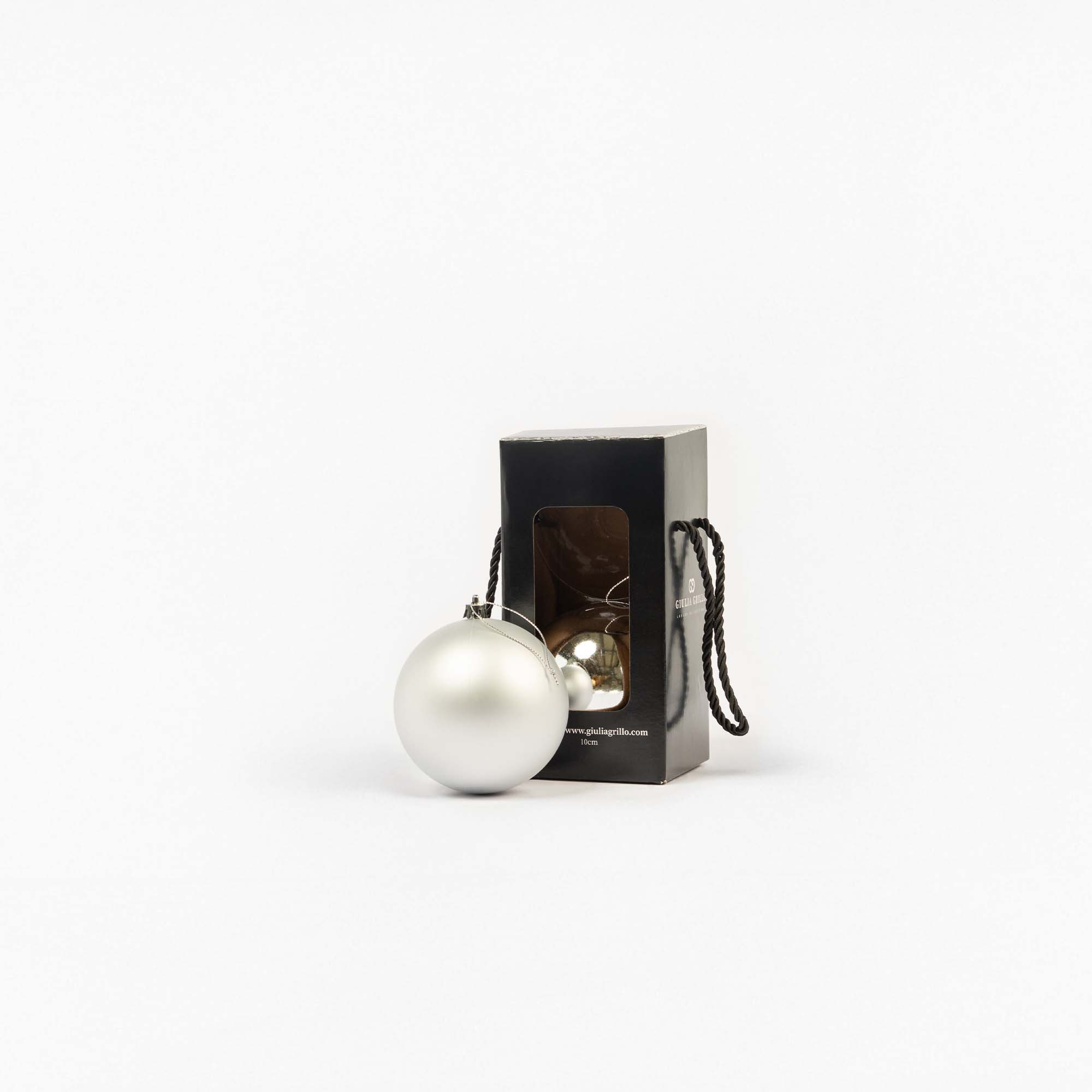 Giulia Grillo Mix Boules de Noël Argentées (1 Brillante, 1 Mate) ⌀10cm, lot de 2