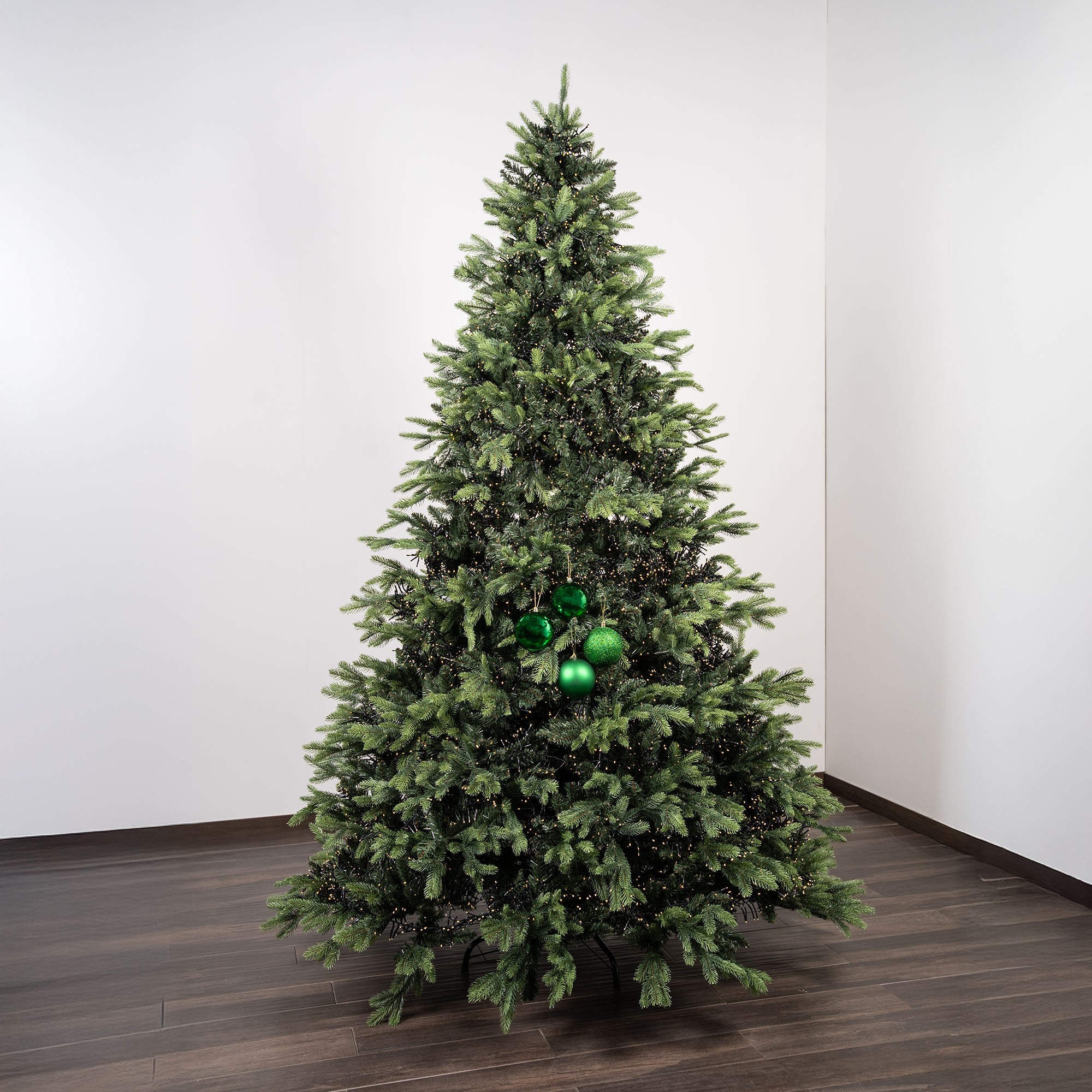 Giulia Grillo Green Christmas Baubles Mix (2 Shiny, 1 Matte, 1 Glitter) ⌀10cm, 4pcs/set