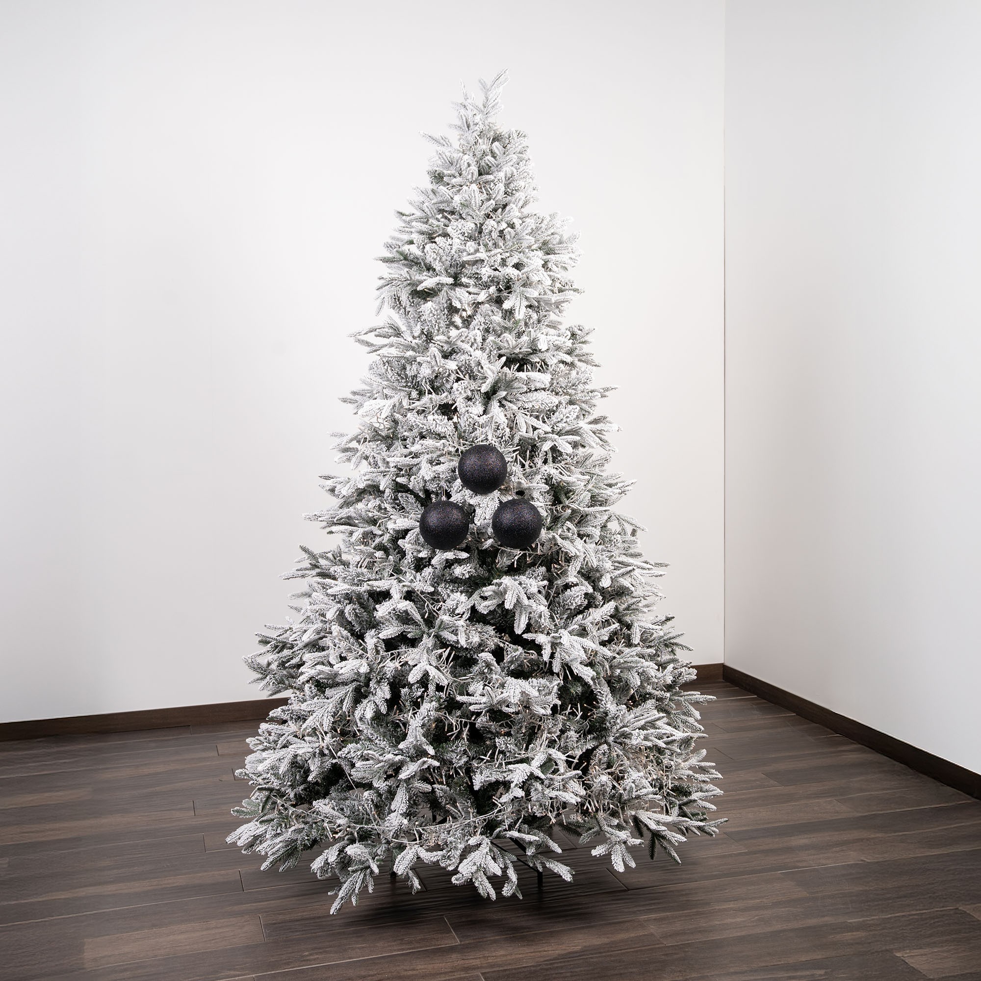 Giulia Grillo Bolas de Navidad con Purpurina "Negro Brillante" ⌀12cm, juego de 3