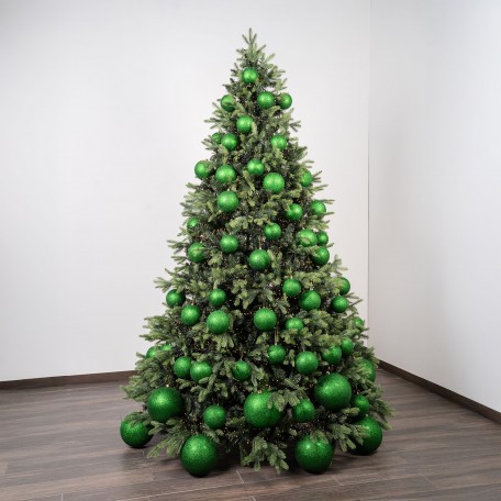 Glitter Green Christmas Baubles ⌀12cm, 3pcs/set Glitter Green Christmas Baubles ⌀12cm, 3pcs/set