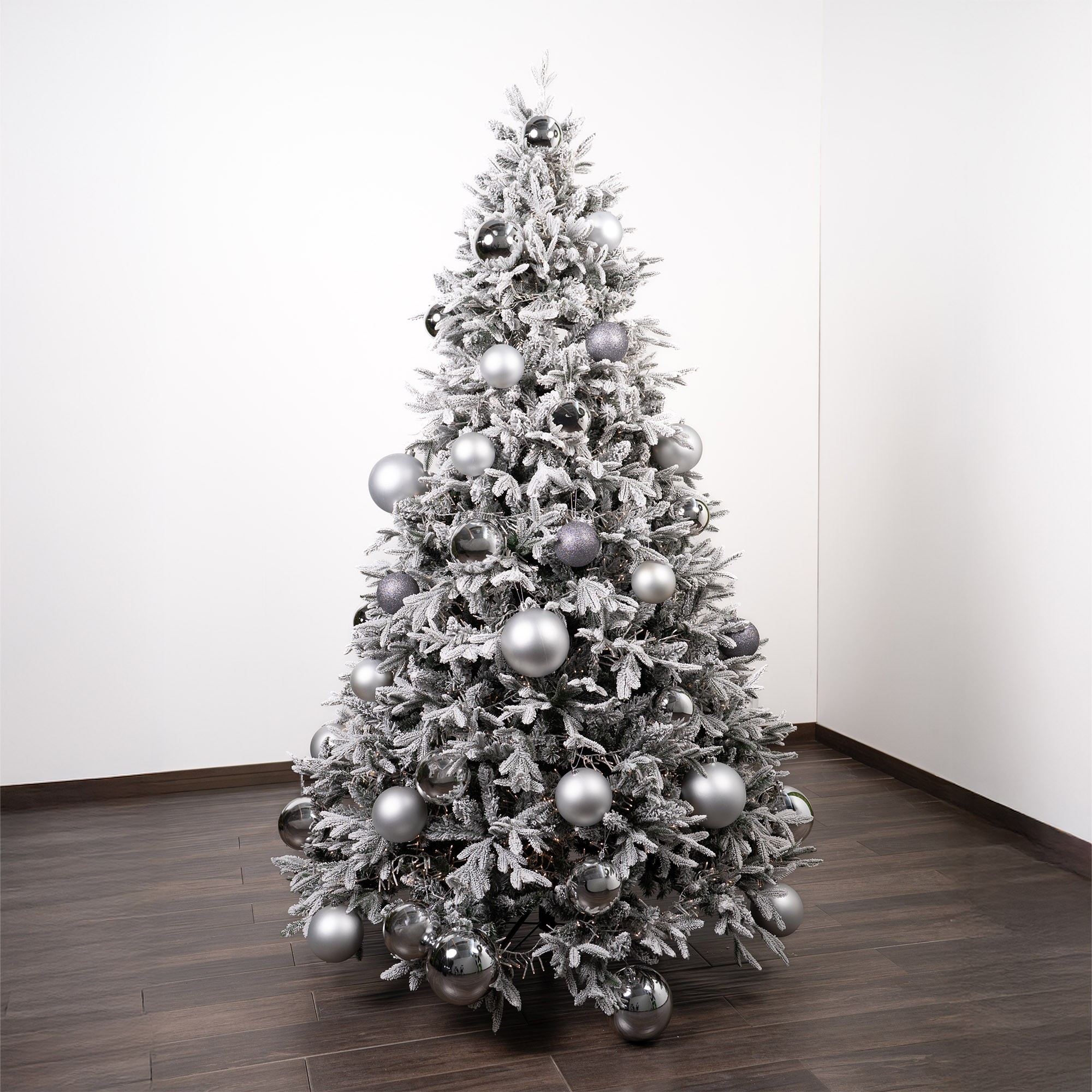 Giulia Grillo Bolas de Navidad con Purpurina "Gris Brillante" ⌀10cm, juego de 4