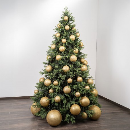 Gold Christmas Baubles Mix (2 Shiny, 1 Matte, 1 Glitter) ⌀10cm, 4pcs/set