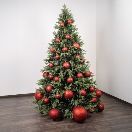 Mix Boules de Noël Rouges (2 Brillantes, 1 Mate, 1 Pailletée) ⌀10cm, lot de 4