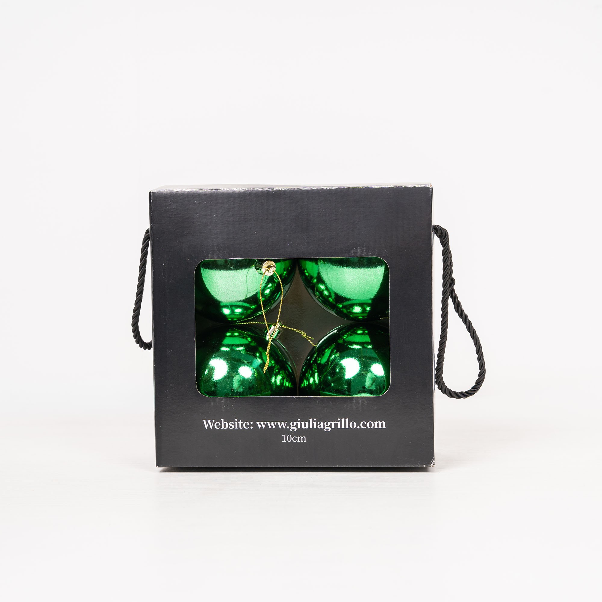 Giulia Grillo Boules de Noël Brillantes "Vert Éclatant" ⌀10cm, lot de 4