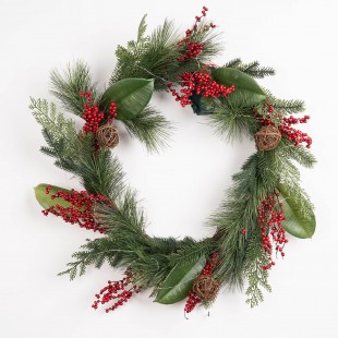 Wreath with Red Berries and...