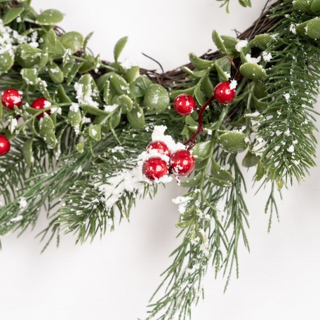 Wreath with Red Berries and Pine Needles