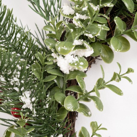 Wreath with Red Berries and Pine Needles
