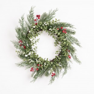Wreath with Red Berries and...