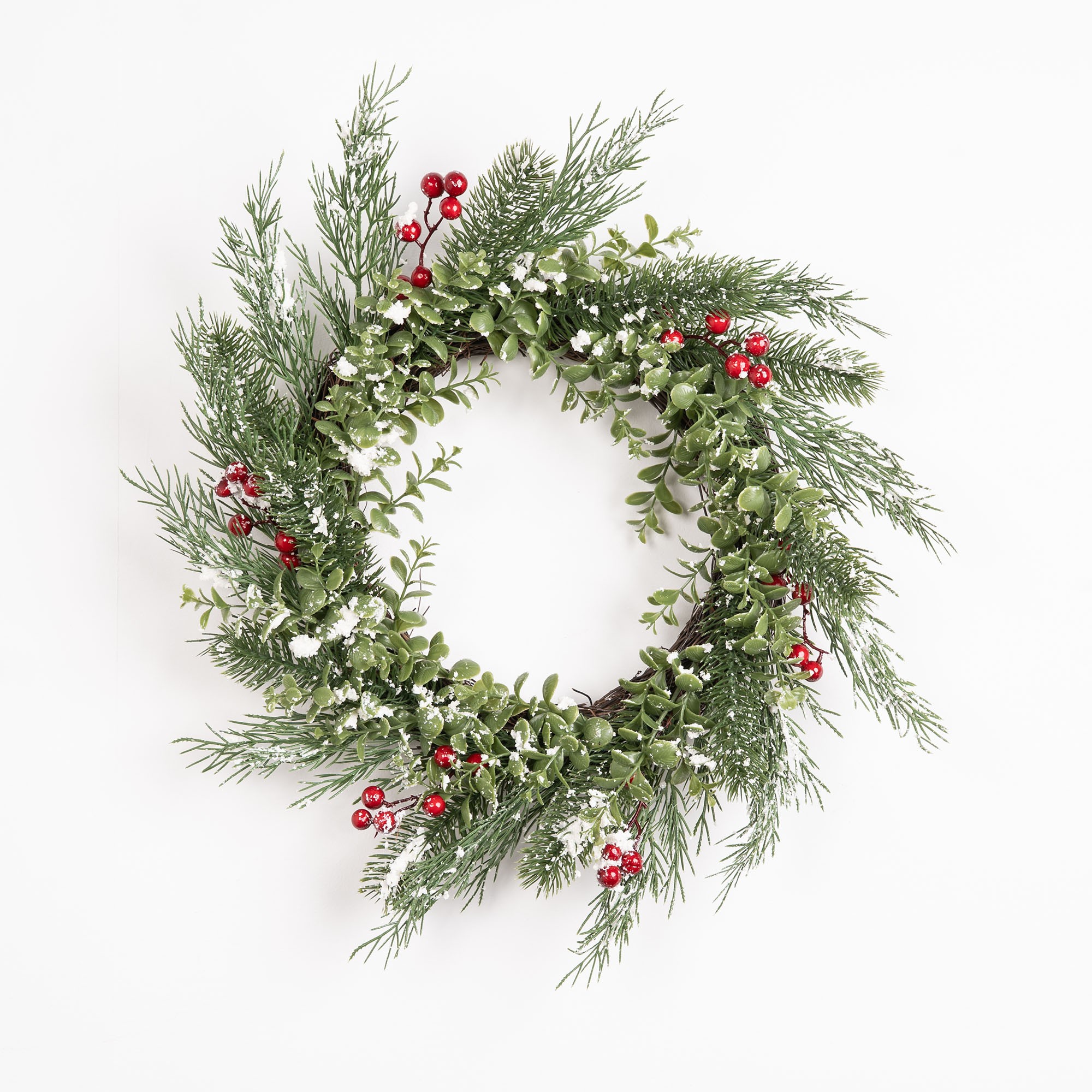Giulia Grillo Wreath with Red Berries and Pine Needles