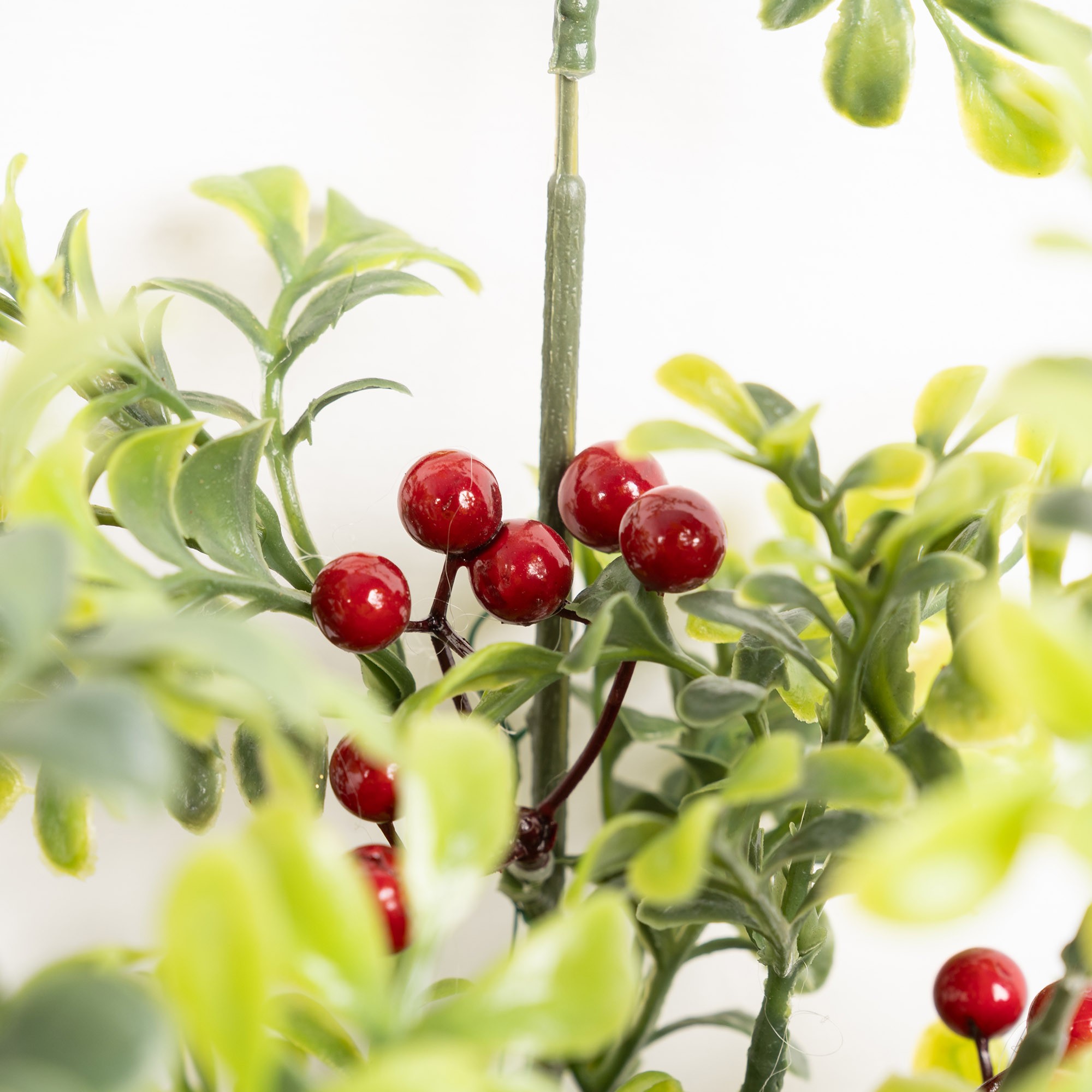 Giulia Grillo Decorative Branch with Red Berries and Green Leaves